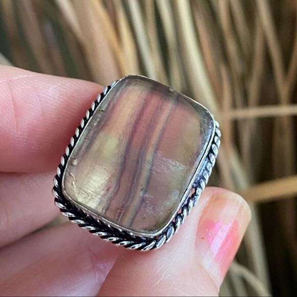 Fluorite Sterling Silver Ring Size 9 - Picture 8 of 8